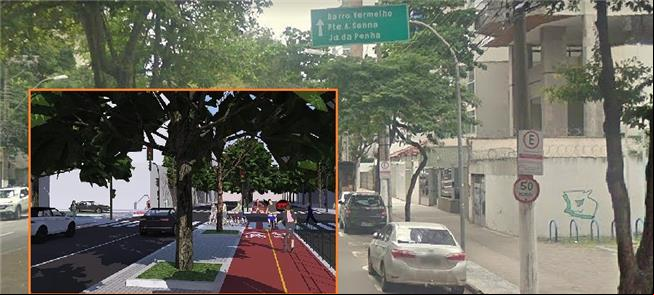 Proposta de ciclovia na av. Rio Branco, em Vitória